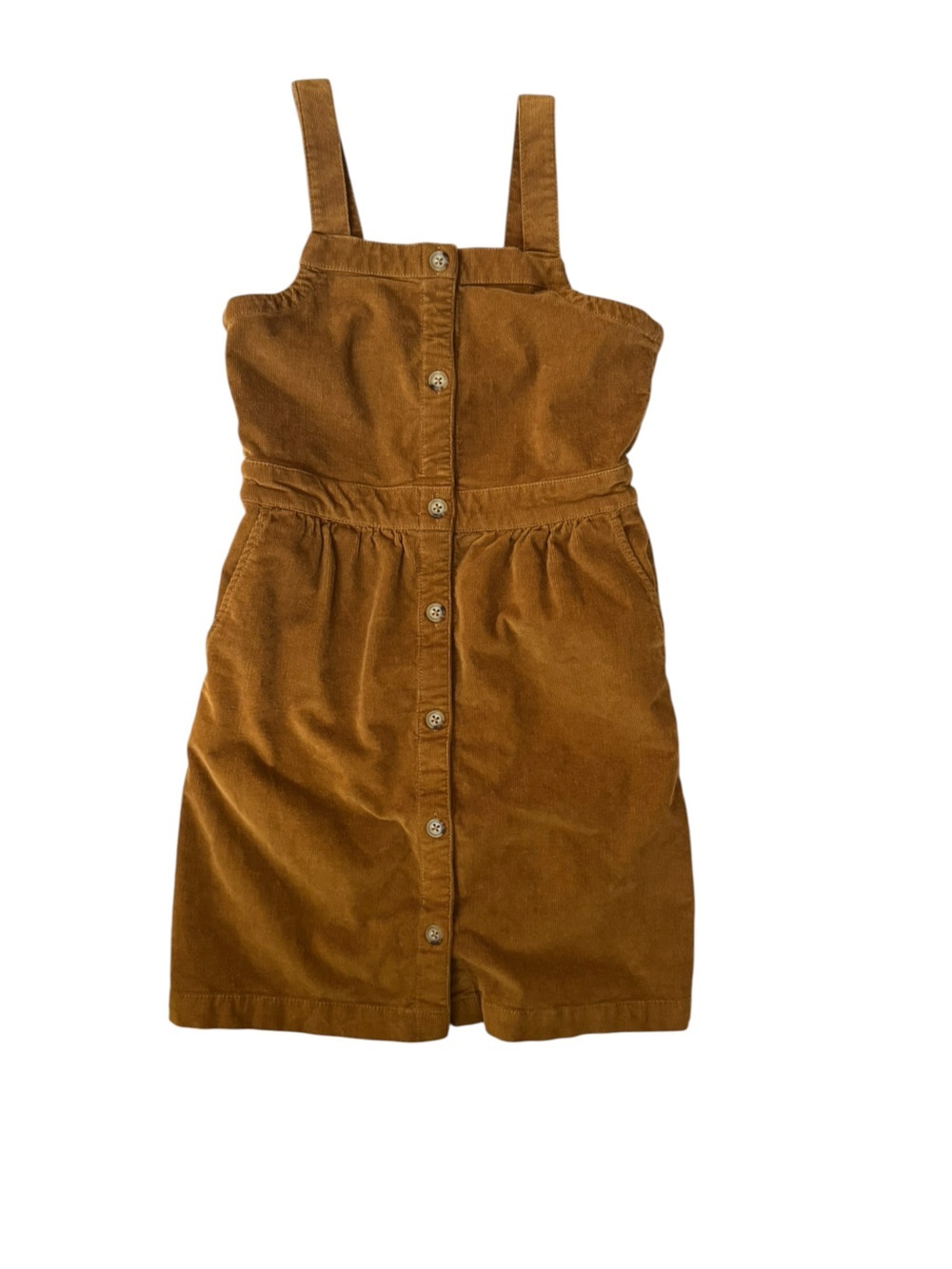 J.Crew Crewcuts Brown Corduroy Button Front Jumper Dress Sz 10 Cottagecore AA54
